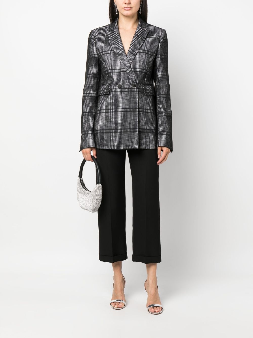 plaid-check print cotton blazer - 2