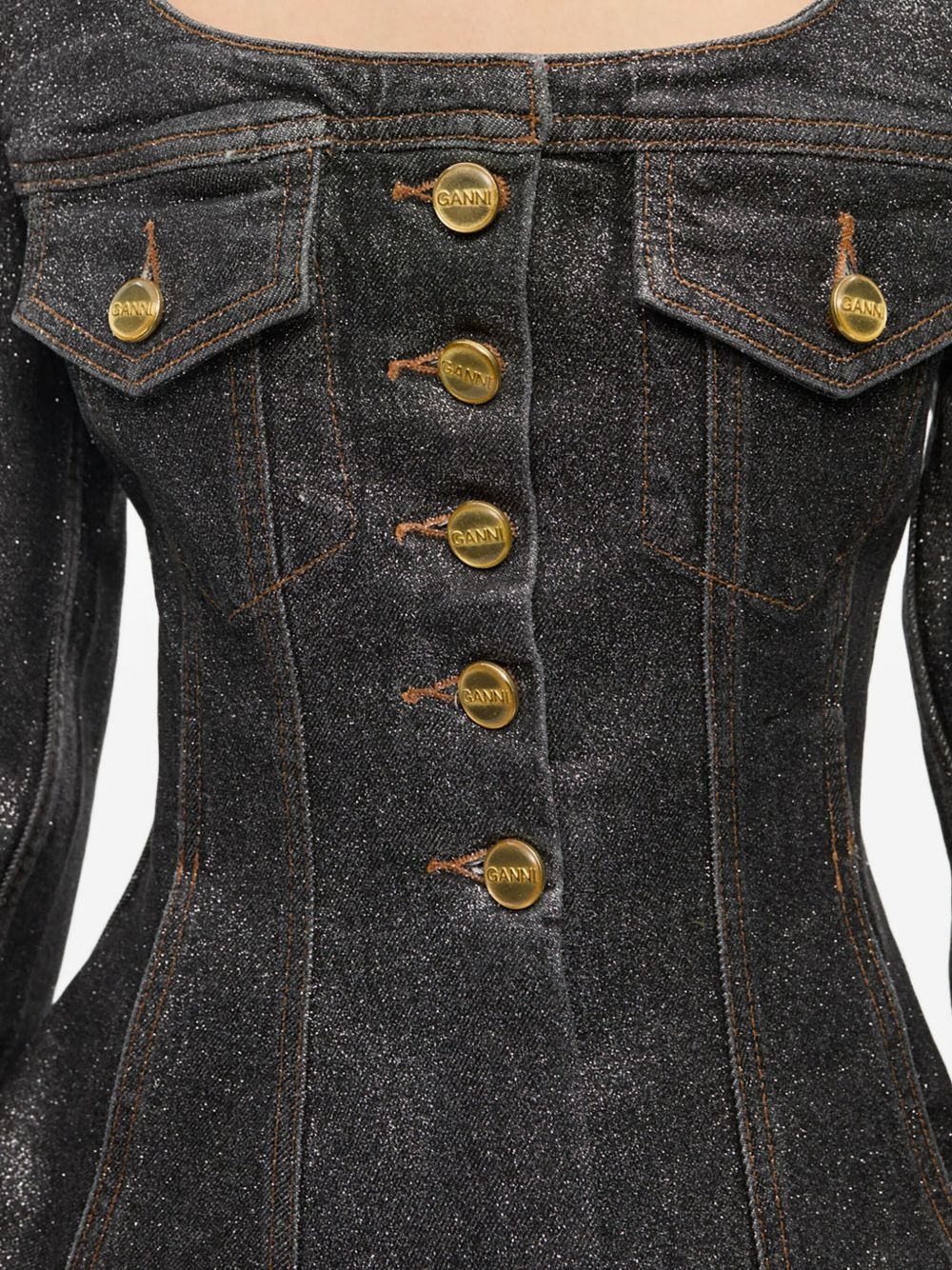 square-neck denim jacket - 5