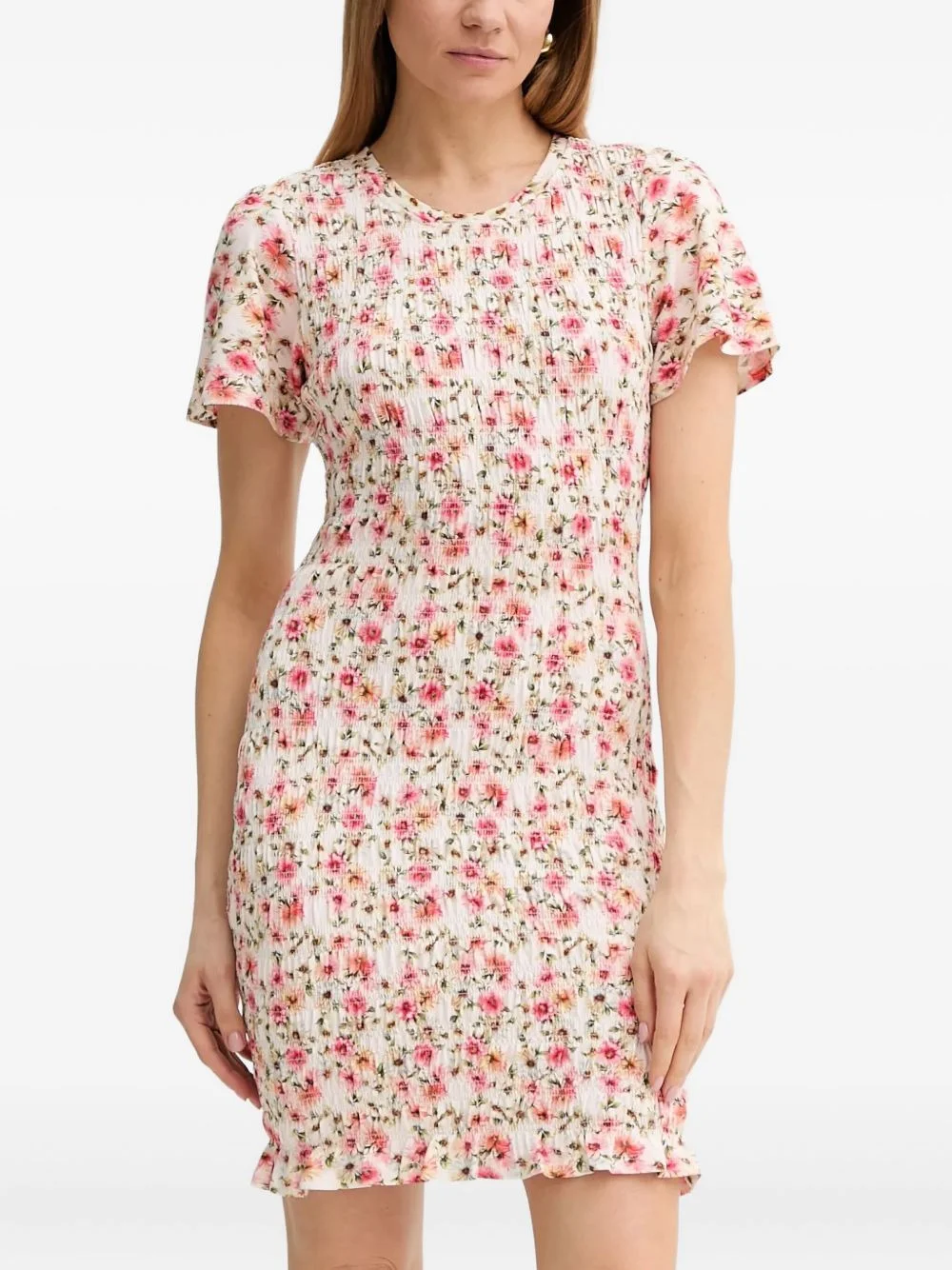 floral smocked midi dress - 1
