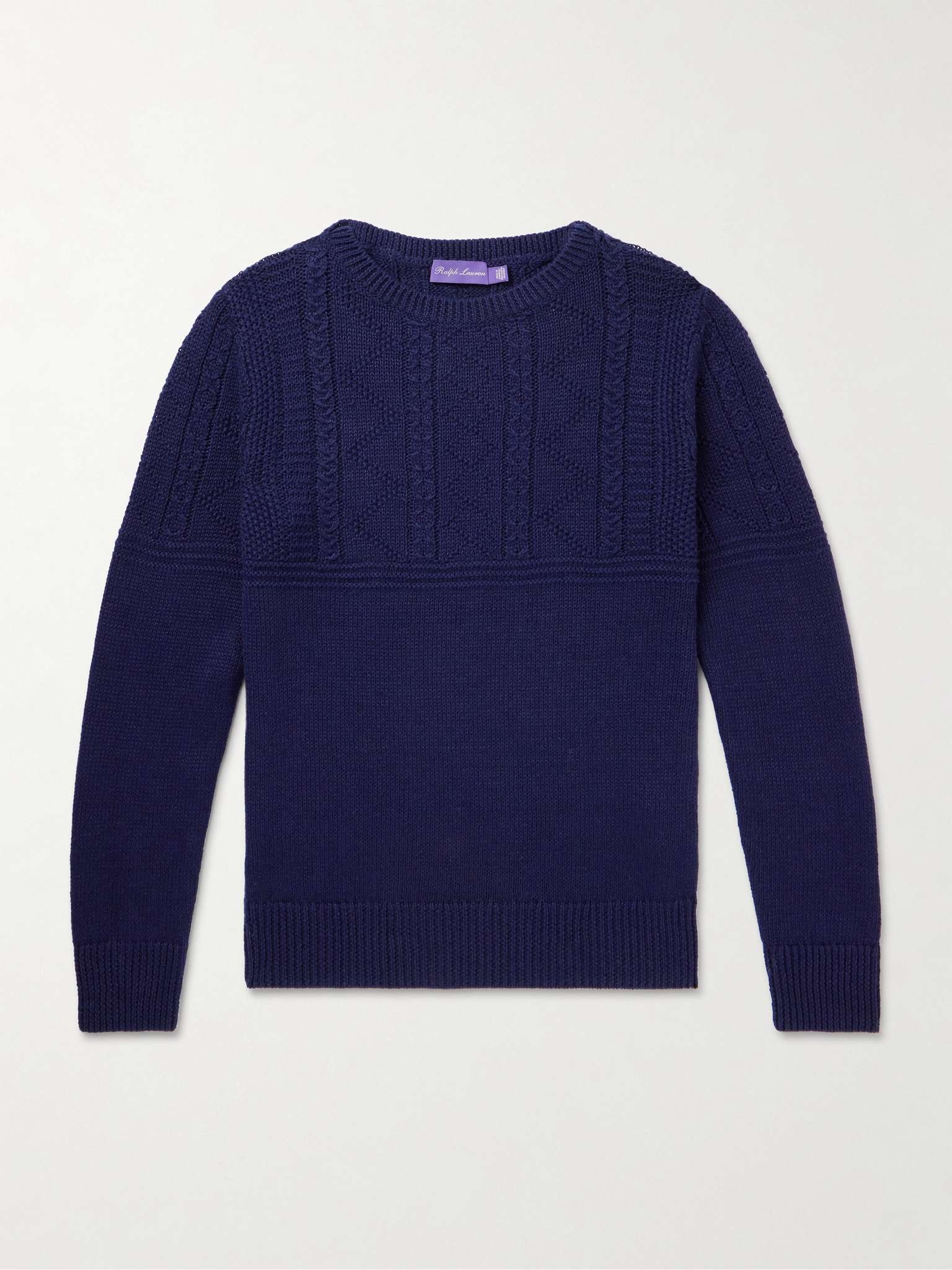 Cable-Knit Linen and Silk-Blend Sweater - 1