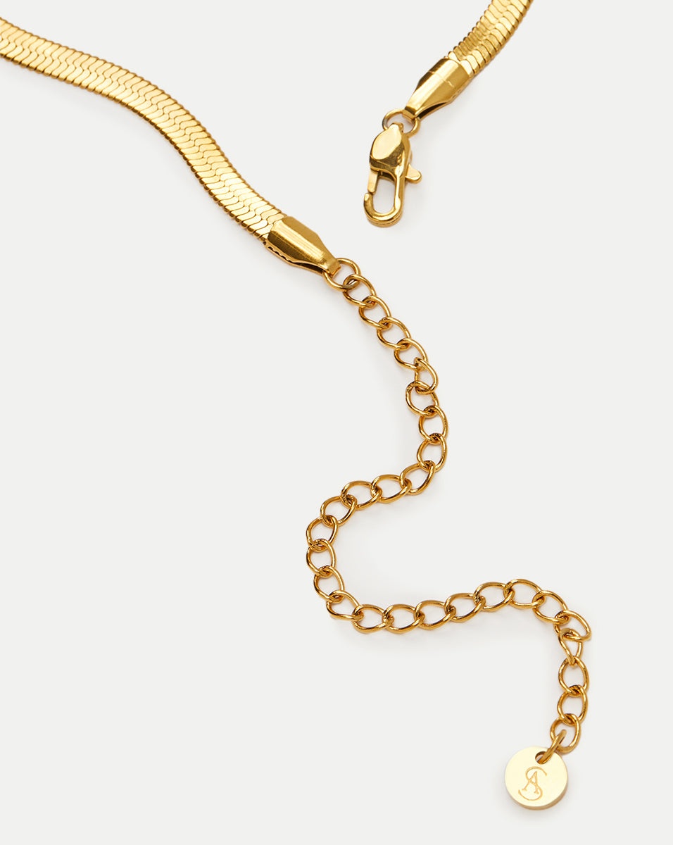 GOLD DAINTY FLAT SNAKE NECKLACE - 3