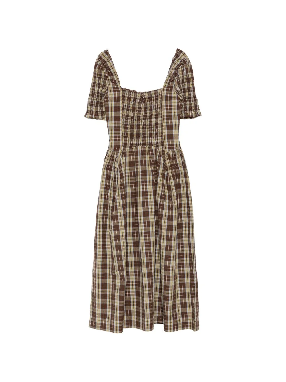 Emmy shirred checked midi dress - 1