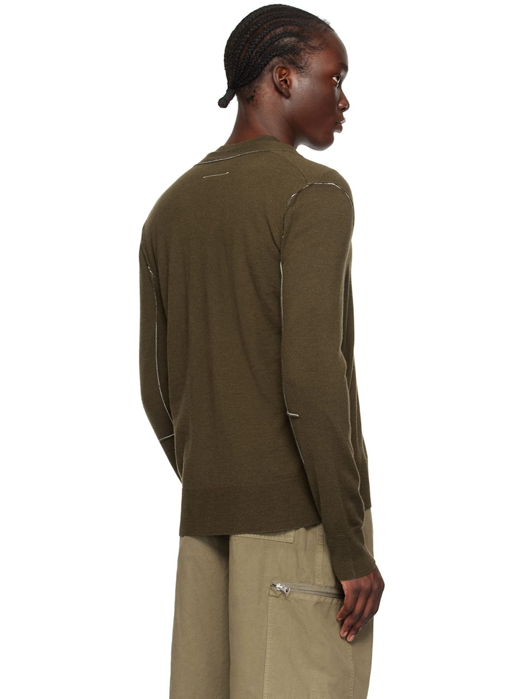 Khaki Virgin Wool Cardigan - 3