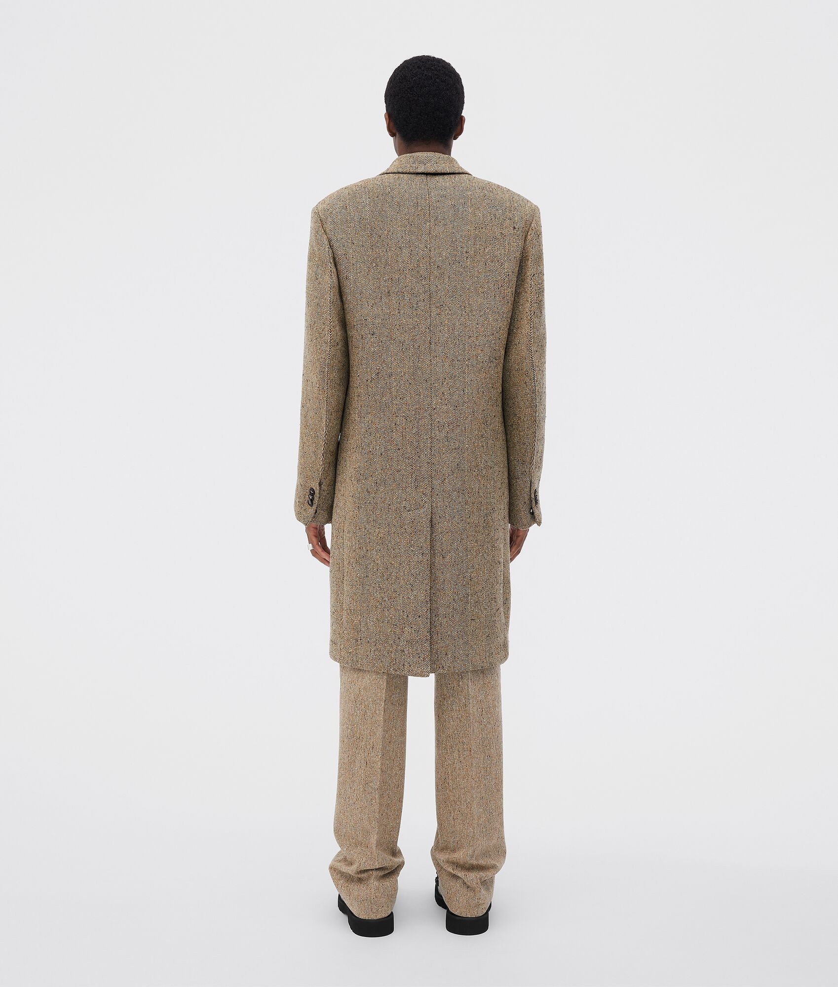 double face wool chevron coat - 3
