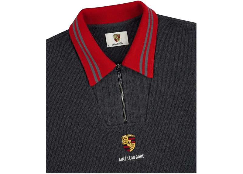 AIMÉ LEON DORE Aime Leon Dore x Porsche Jacquard Collar Quarter Zip Pullover Grey outlook