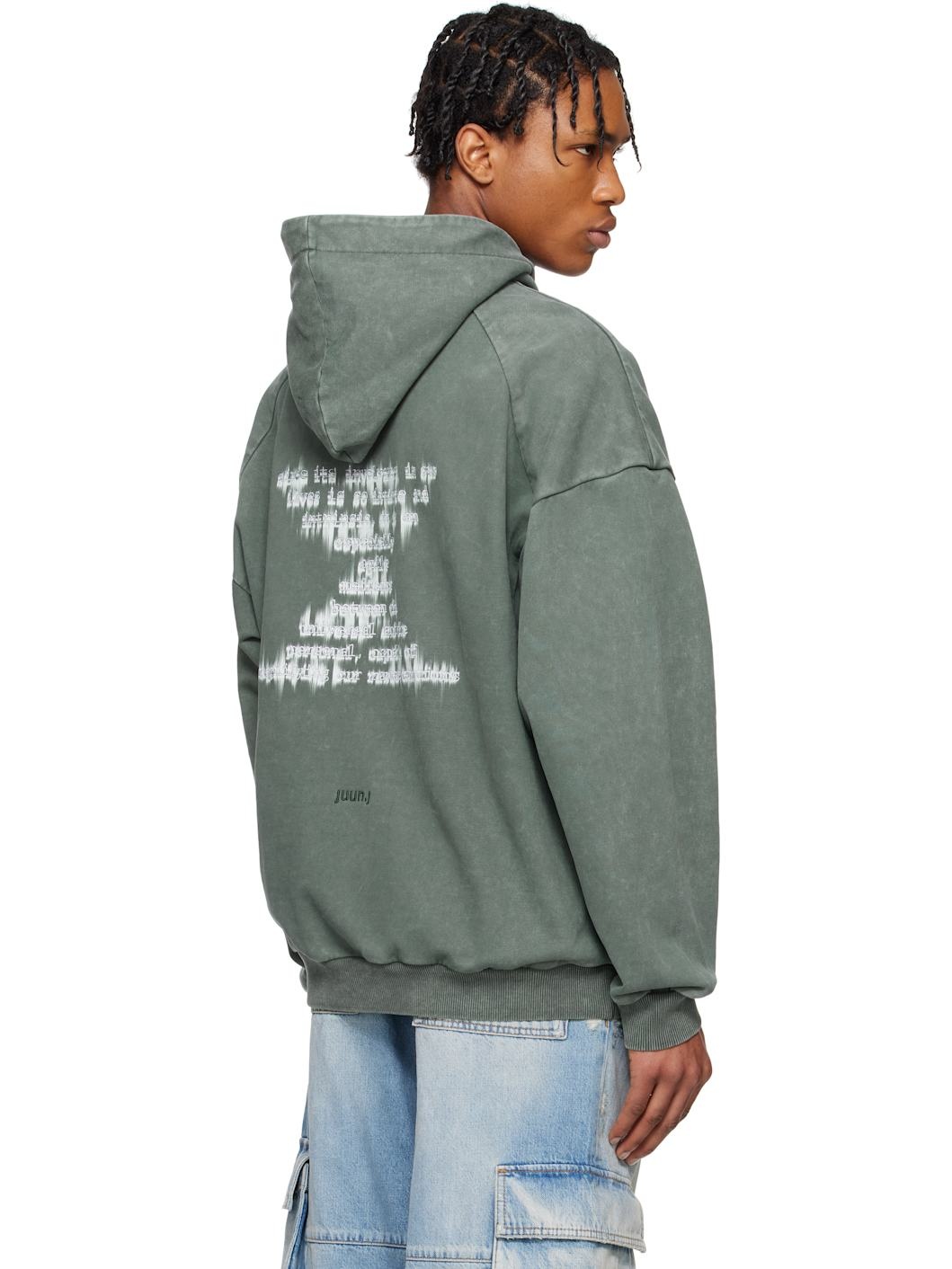 Juun. J Blue Language Lettering Embroidery Dyed Hoodie - 3