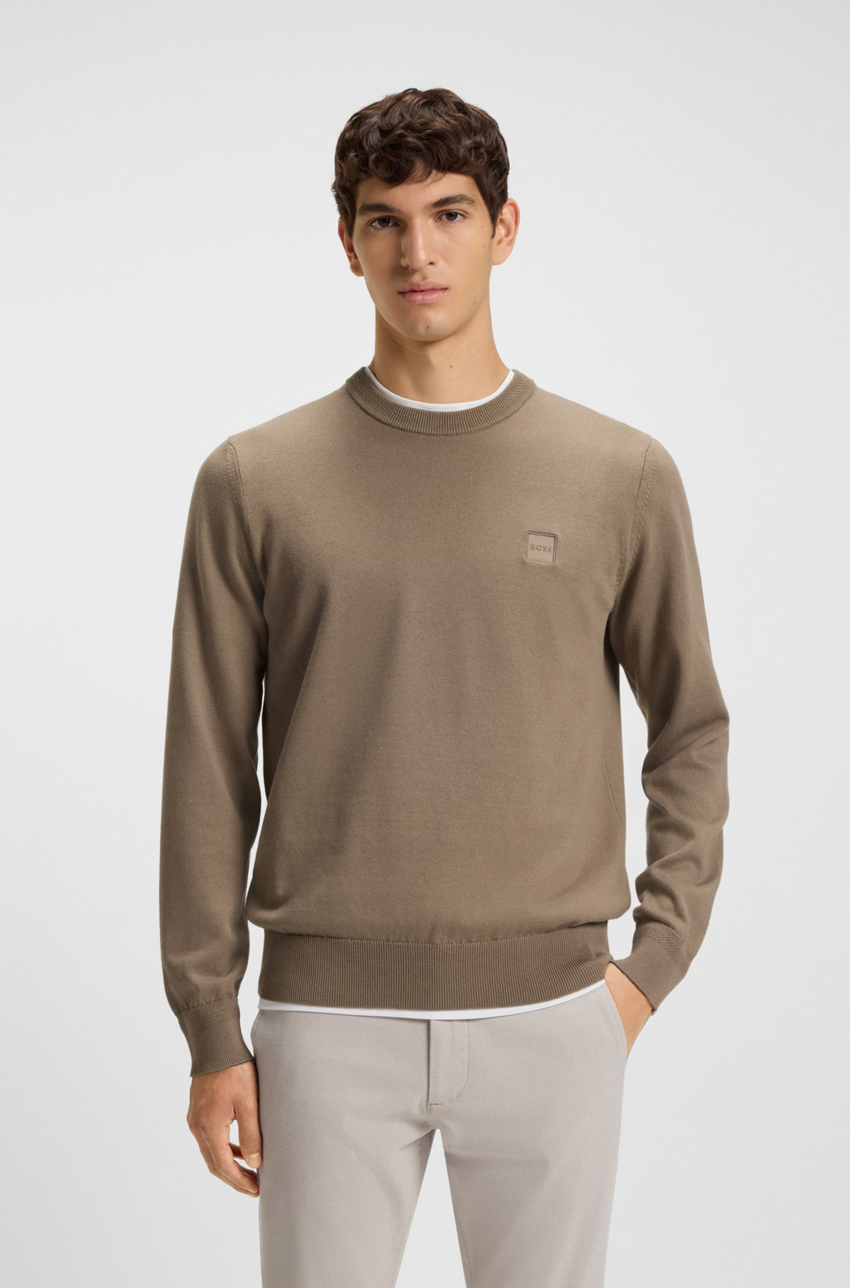 COTTON-CASHMERE SWEATER WITH LOGO LABEL - 2
