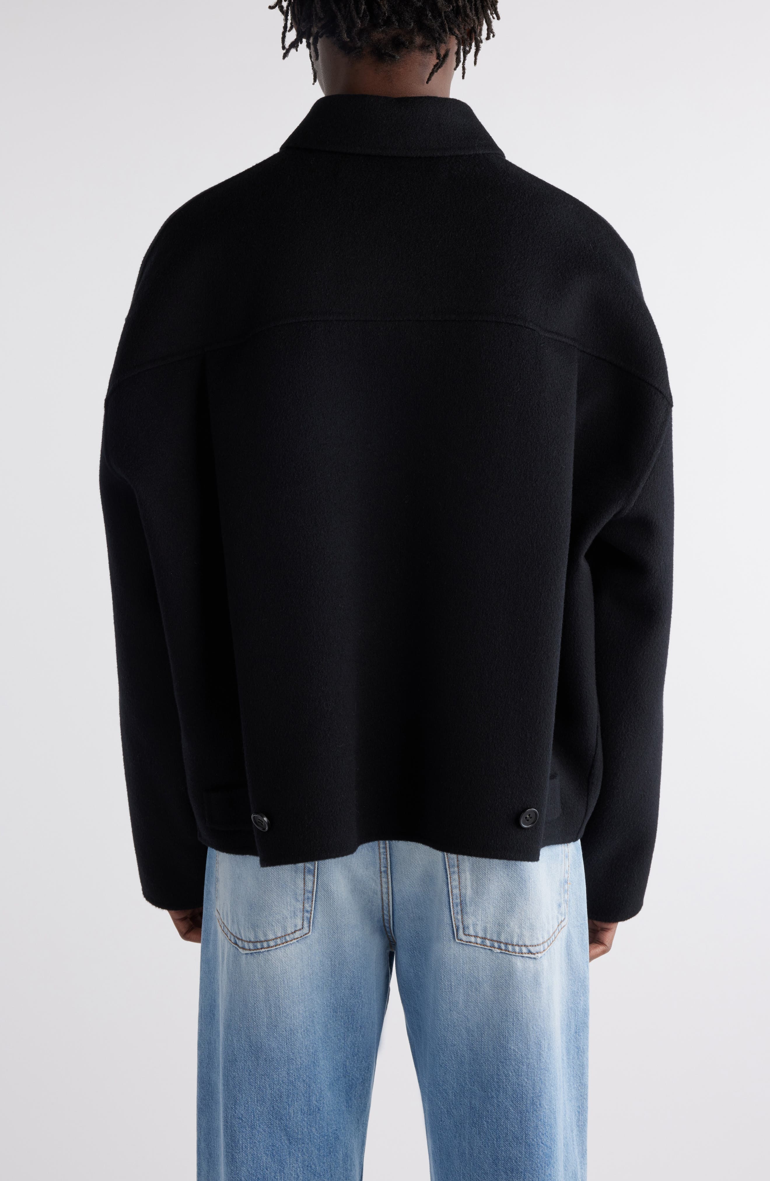 Acne Studios Relaxed Fit Double Face Wool Jacket in Black at Nordstrom - 3
