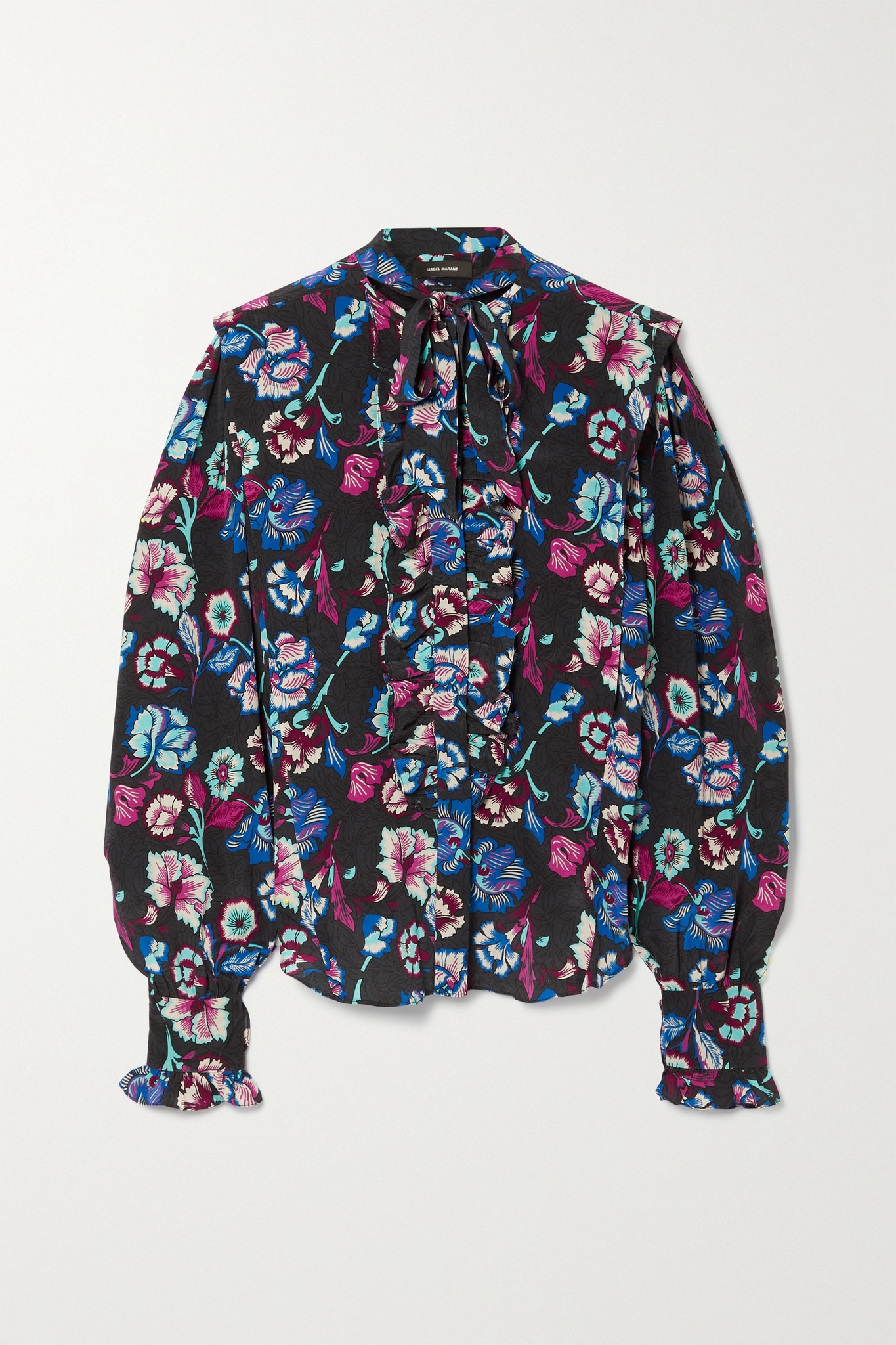 Vanessa ruffled floral-print silk crepe de chine shirt - 1