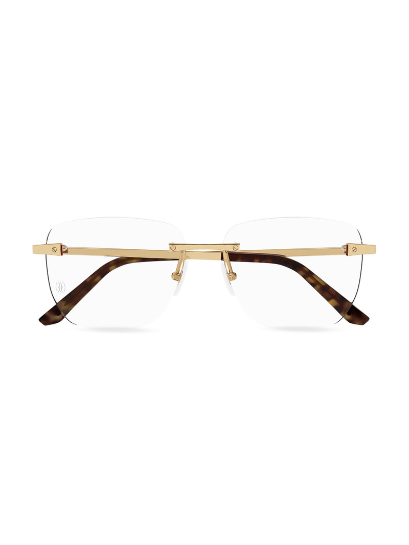 Men's Santos De 58MM 24K Gold-Plated Square Optical Glasses - Gold 1
