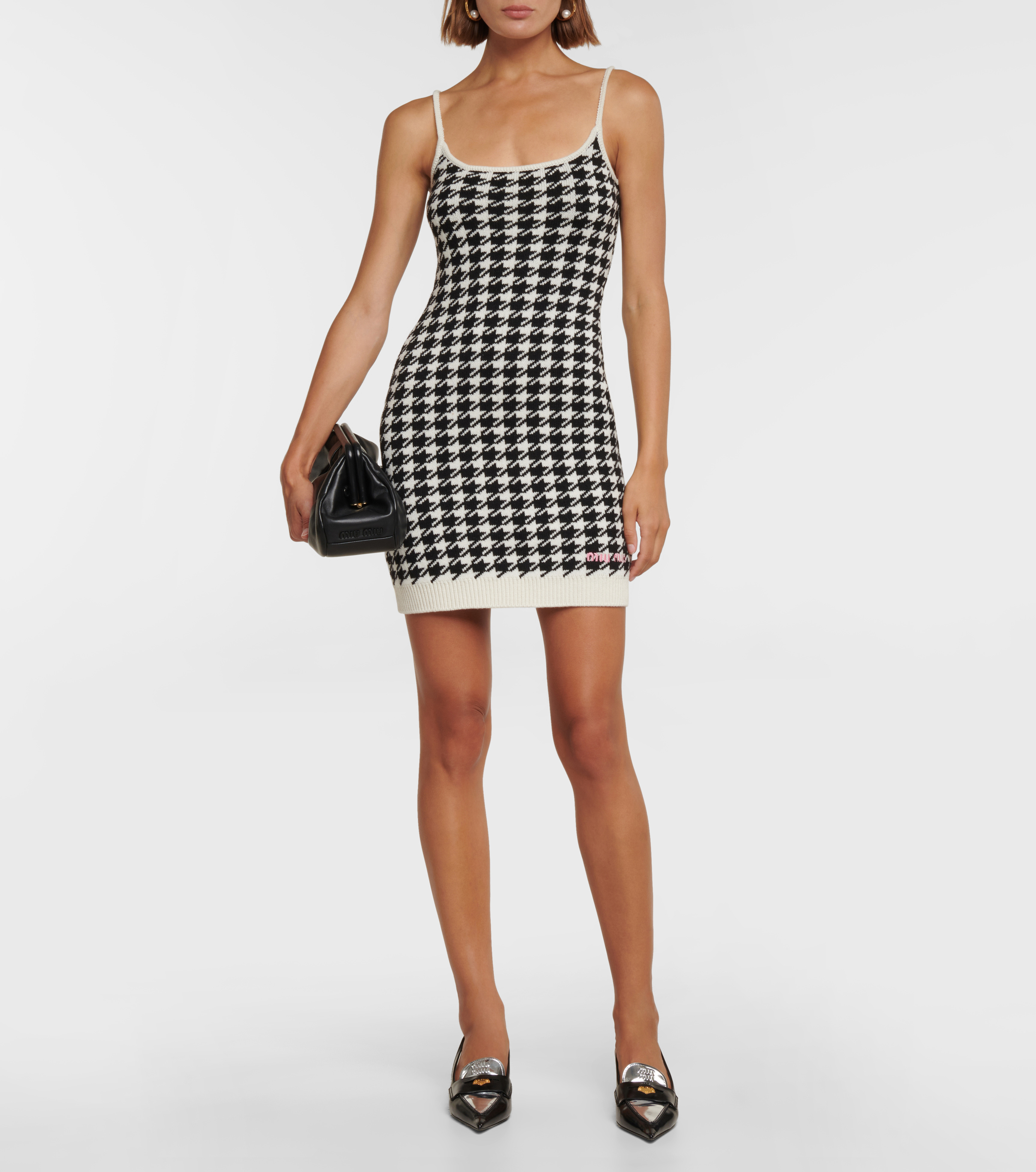 Houndstooth cashmere minidress - 2