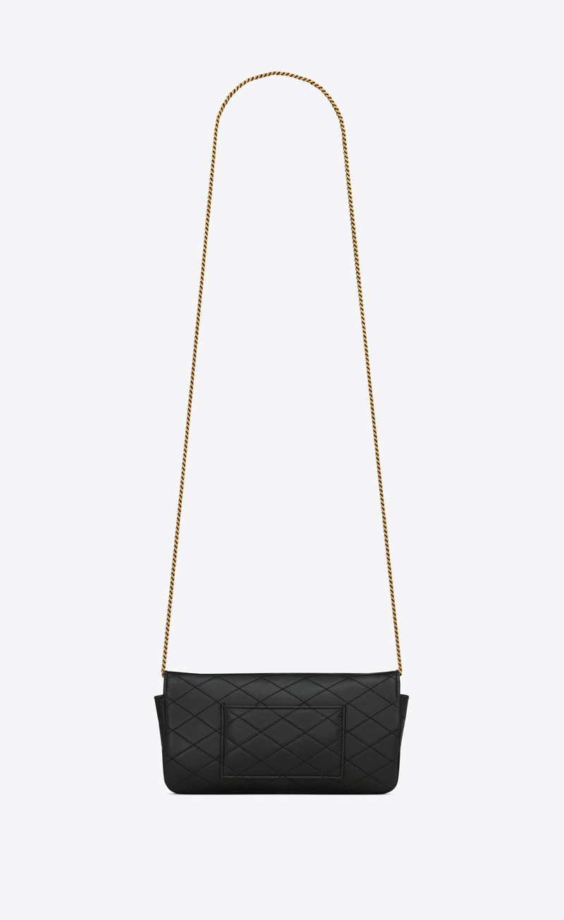 SAINT LAURENT gaby phone holder in quilted leather outlook