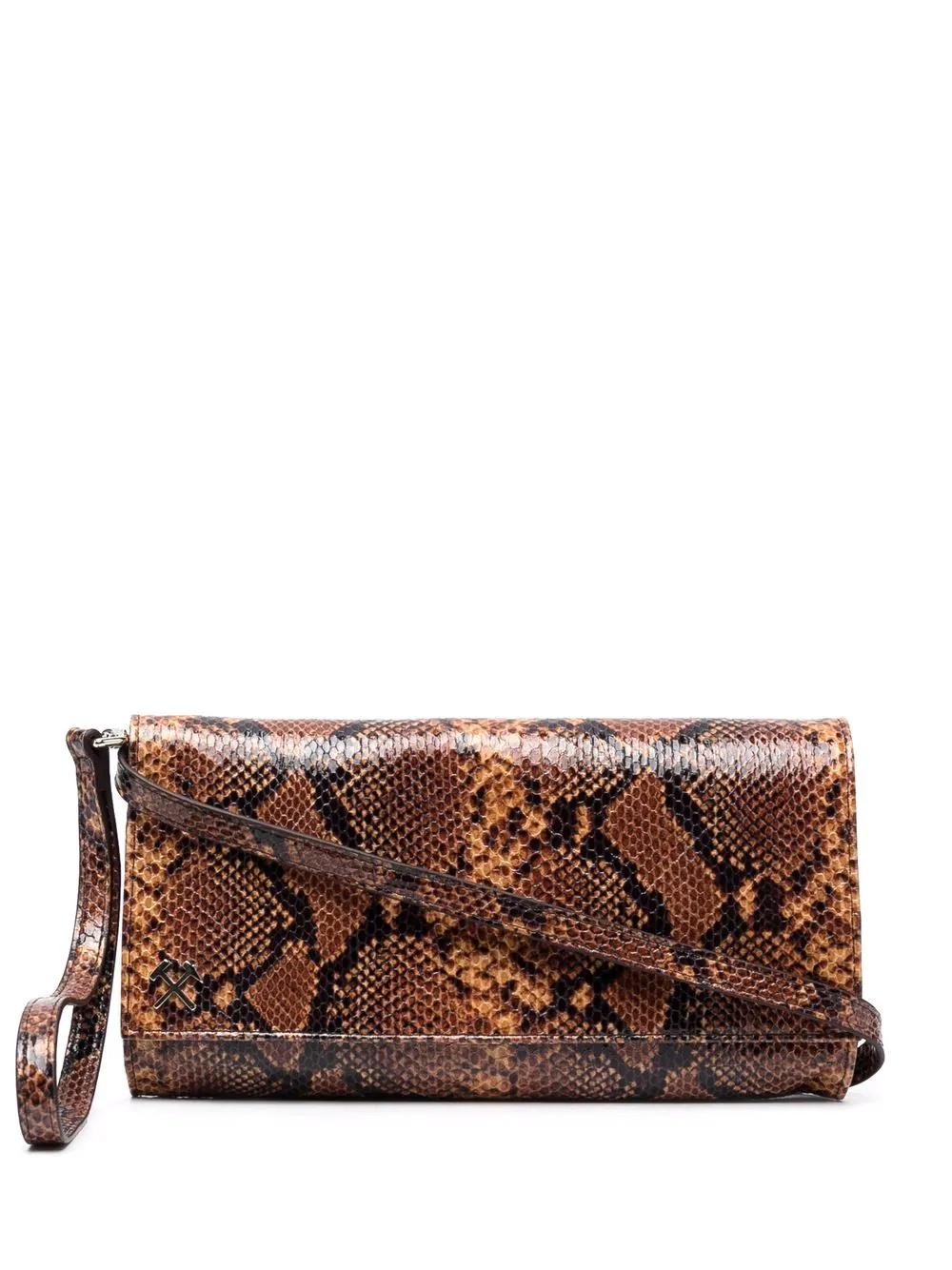 logo snakeskin-effect clutch - 1