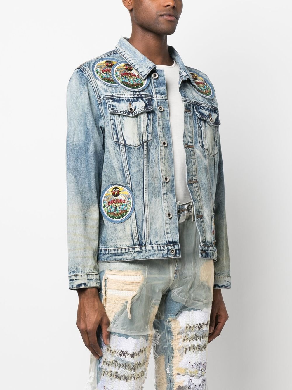 patch-detail denim jacket - 3