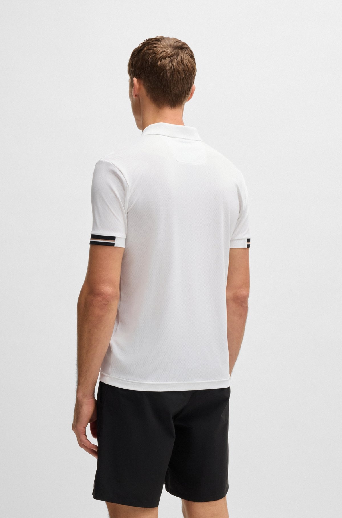 STRETCH-MESH POLO SHIRT WITH MODERN PLACKET - 5