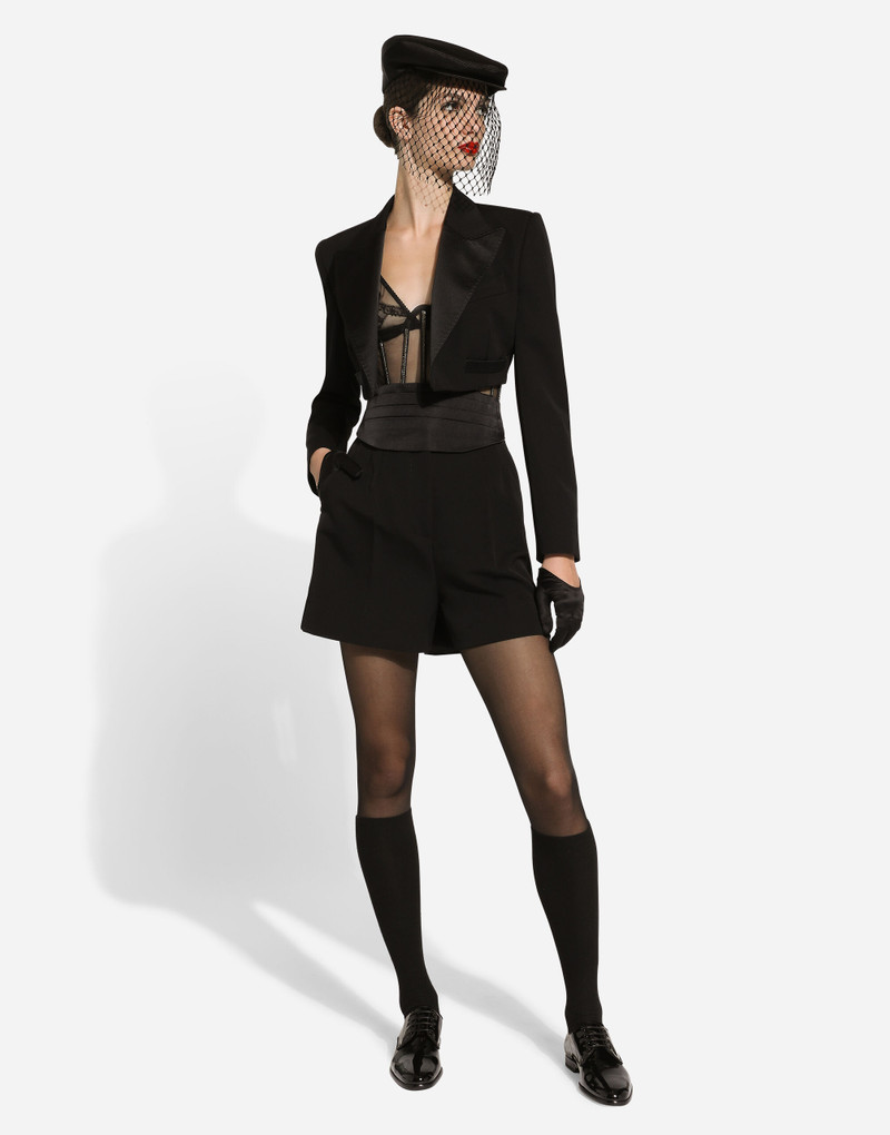 Wool gabardine tuxedo shorts 3