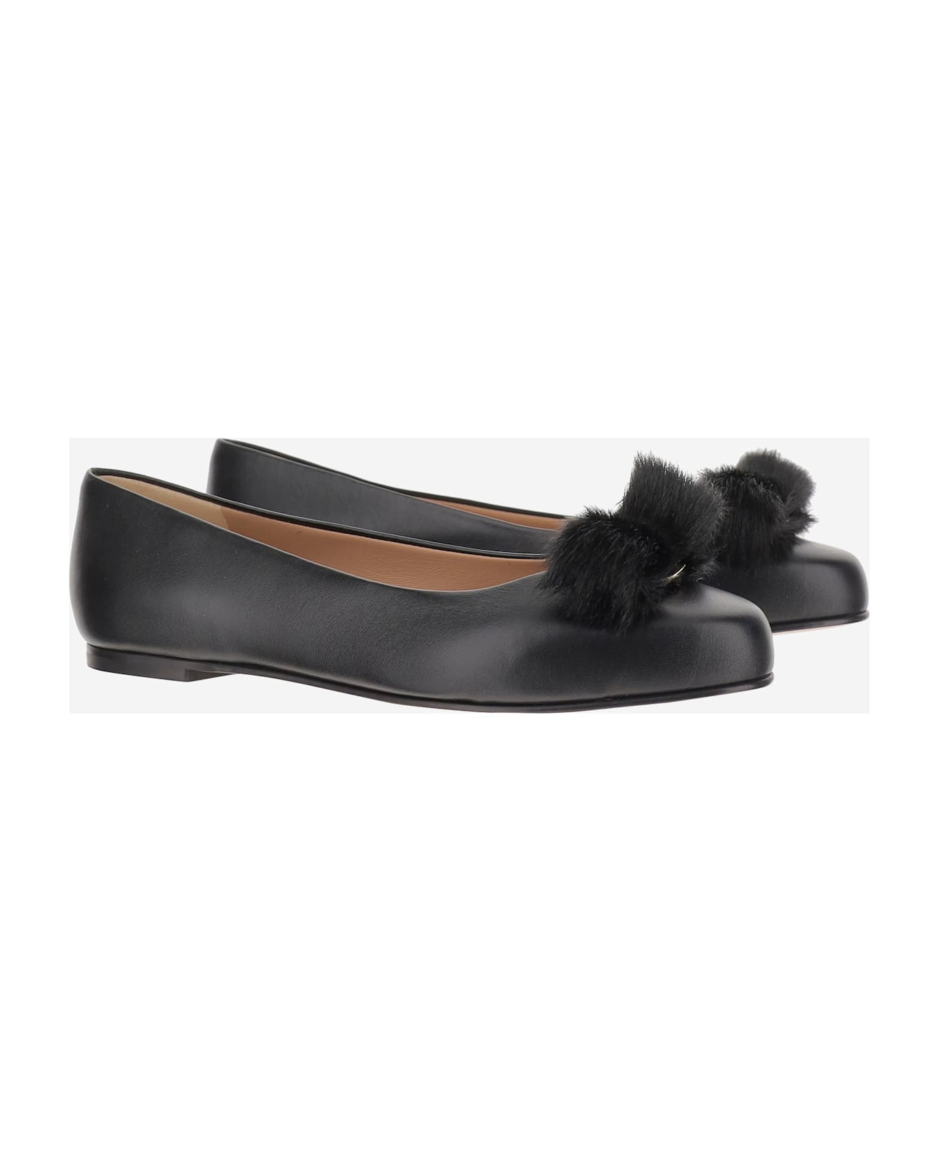 Leather Bow Ballet Flats - 3