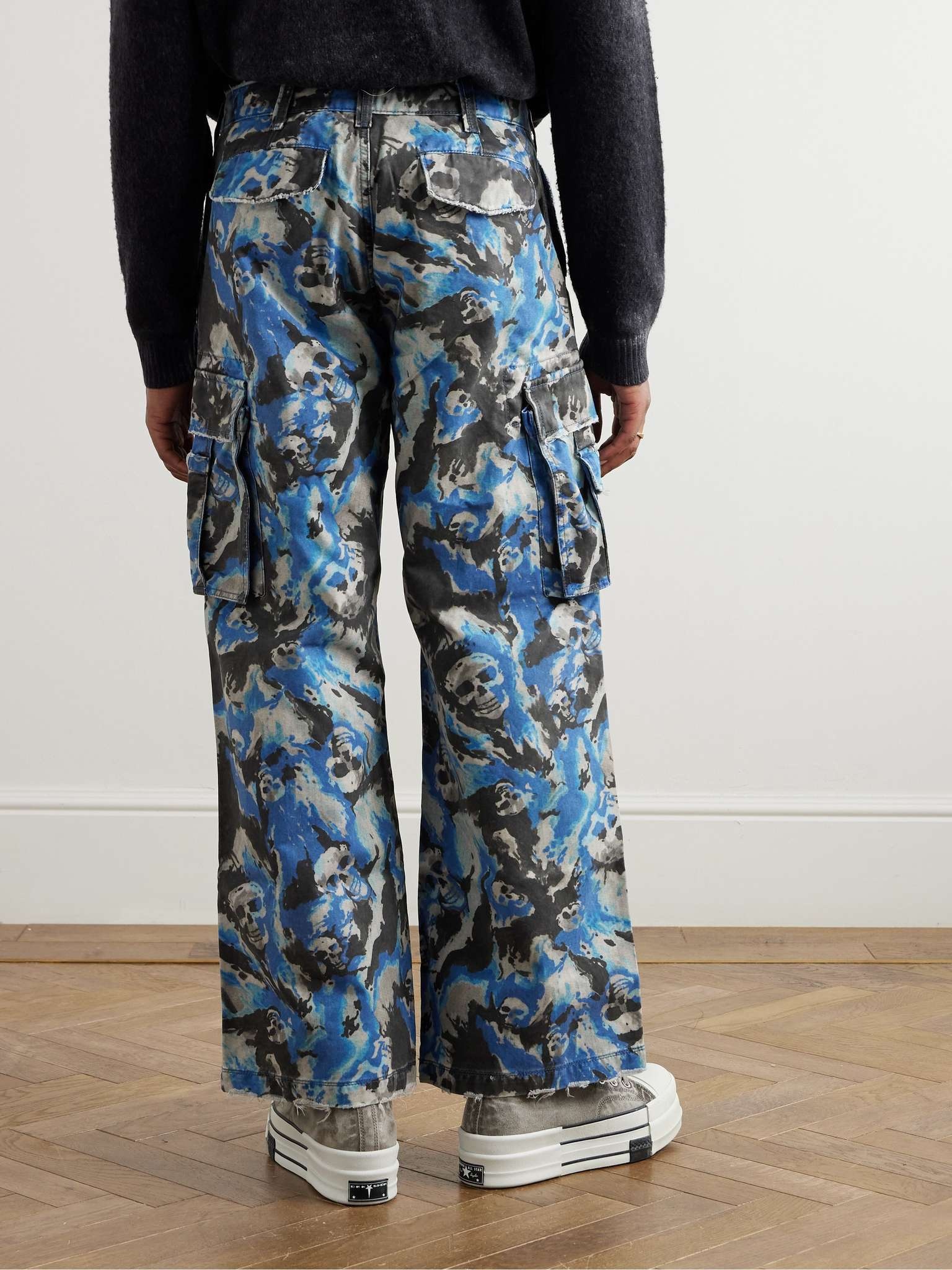 Wide-Leg Logo-Appliquéd Printed Cotton-Twill Cargo Trousers - 5