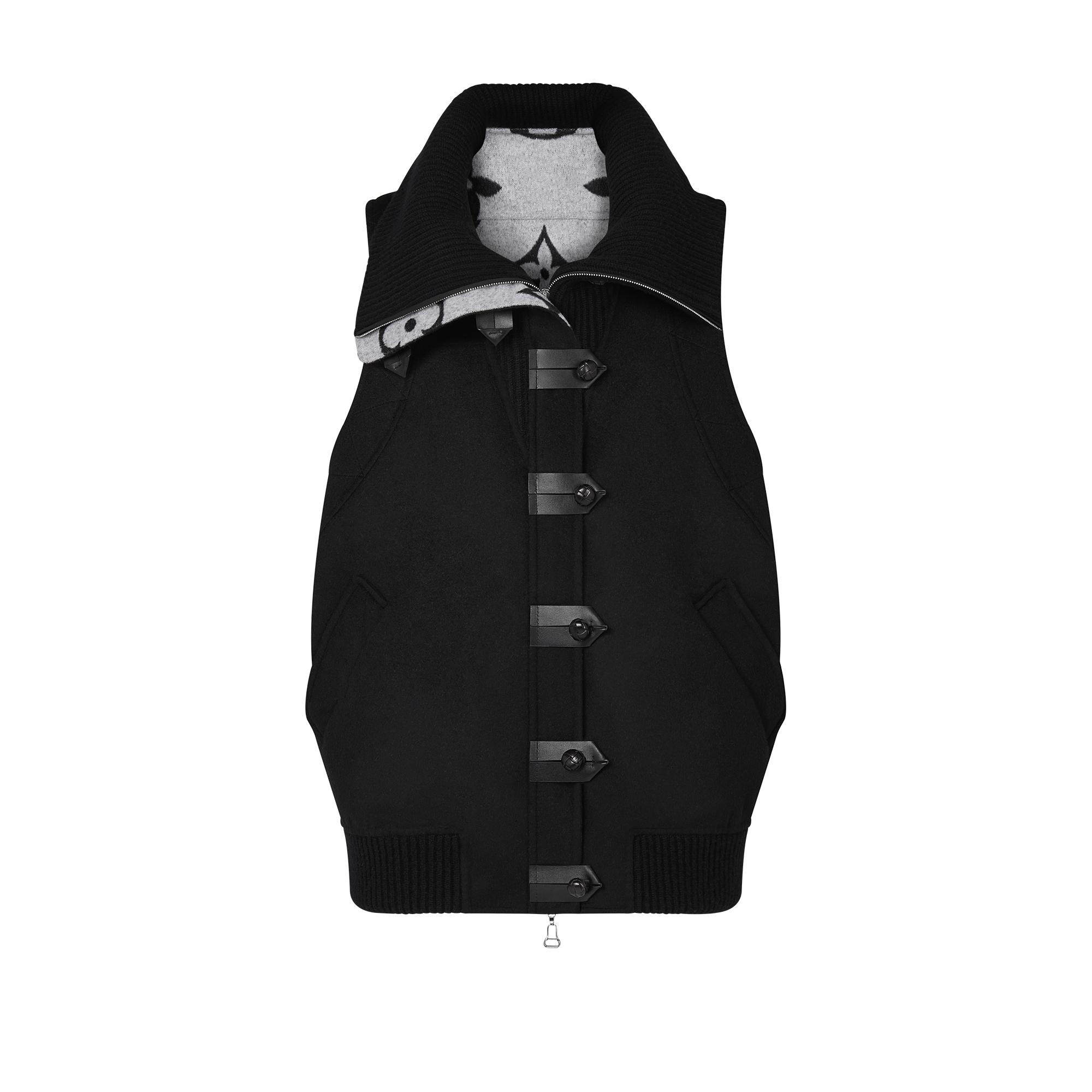 High Neck Sleeveless Double Face Jacket - 4