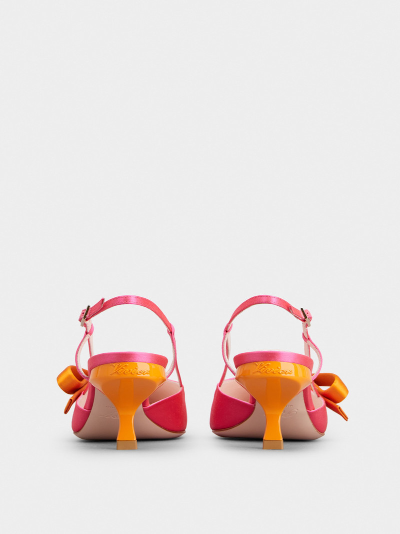 Virgule Bow Slingback Pumps in Satin 5