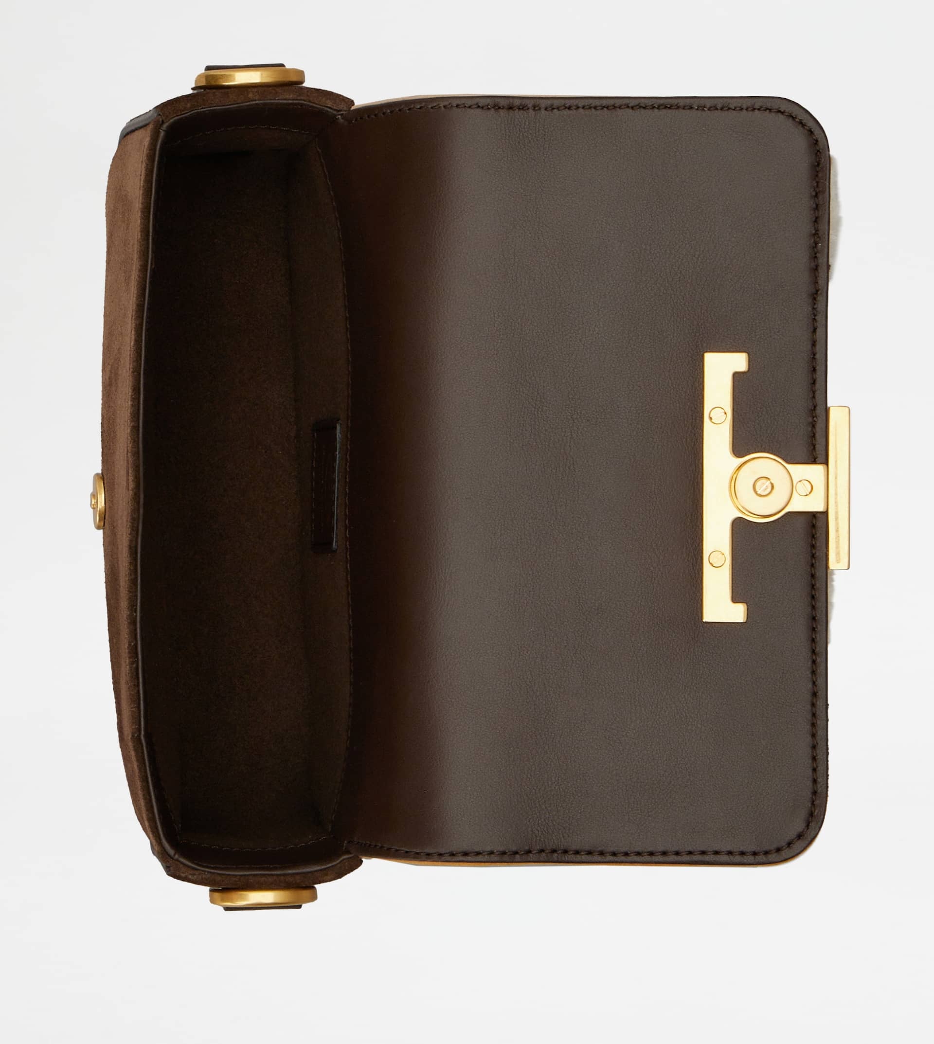 T TIMELESS CROSSBODY BAG IN SUEDE AND SHEEPSKIN MINI - BROWN, ORANGE, OFF WHITE - 5