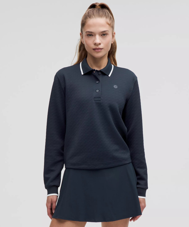 Textured Long-Sleeve Tennis Polo Shirt 1