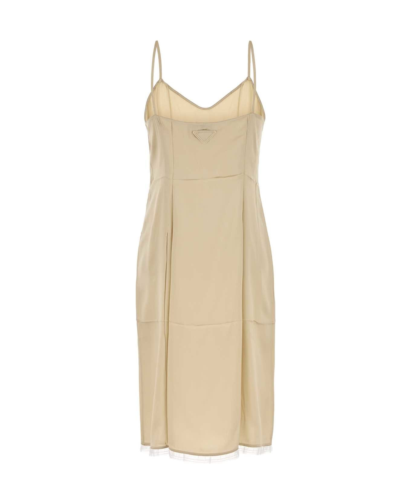 Beige Satin Dress - 2