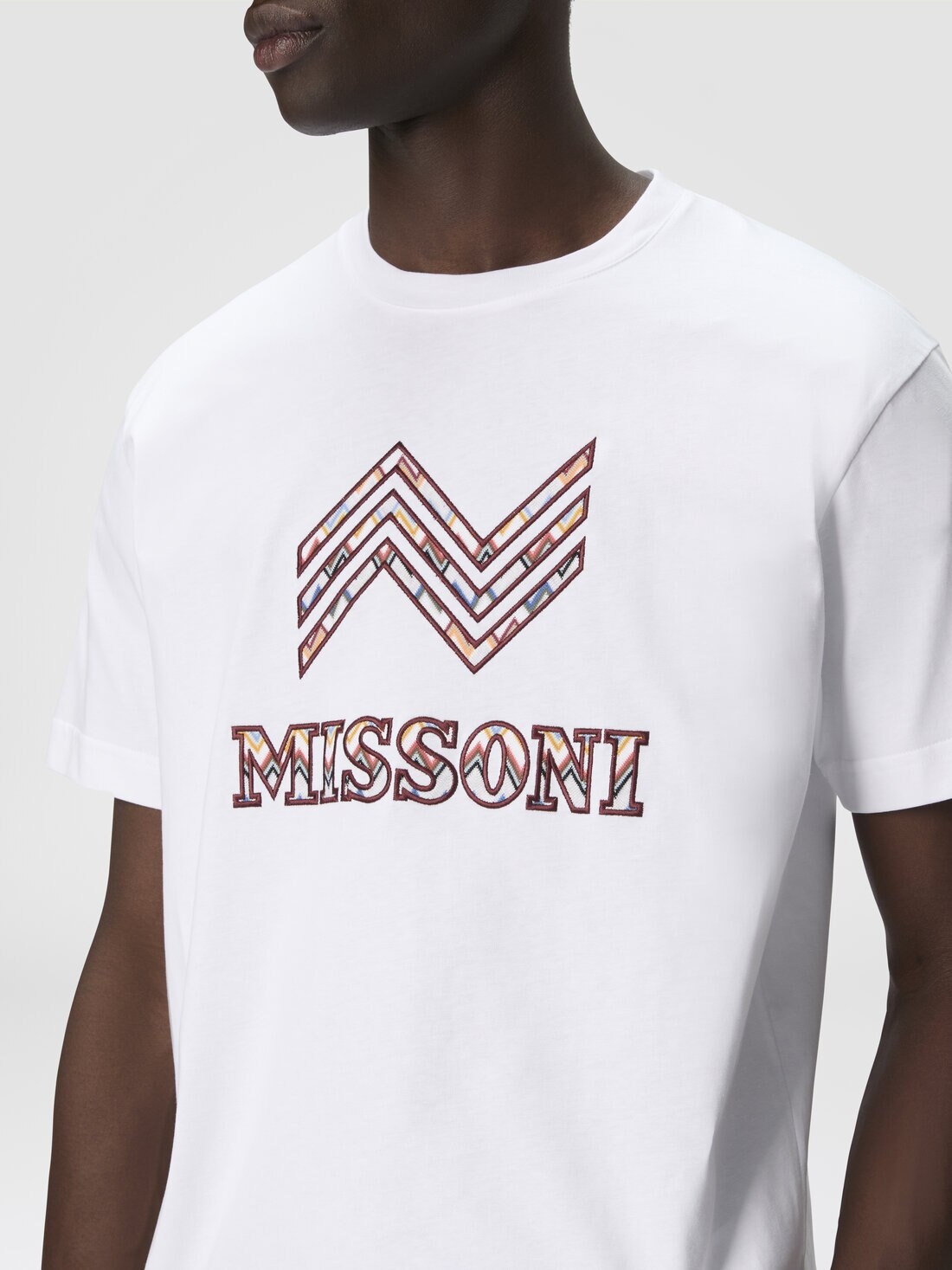 Cotton crewneck T-shirt with zigzag insert and logo lettering - 5