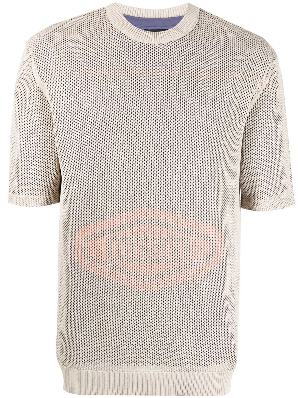 mesh-overlay logo T-shirt - 1