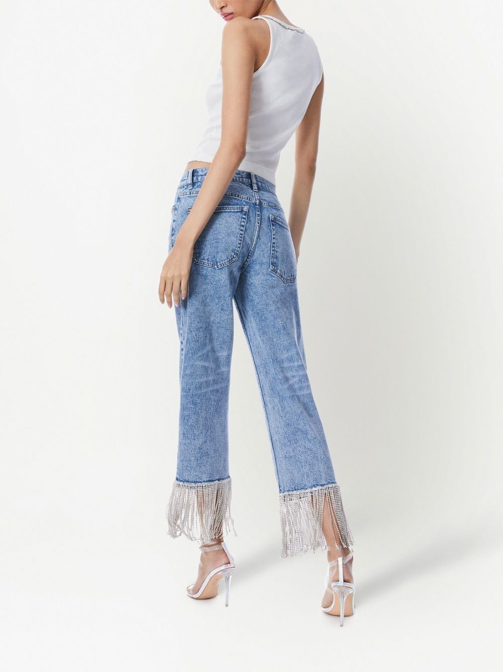 crystal-embellished cropped jeans - 3