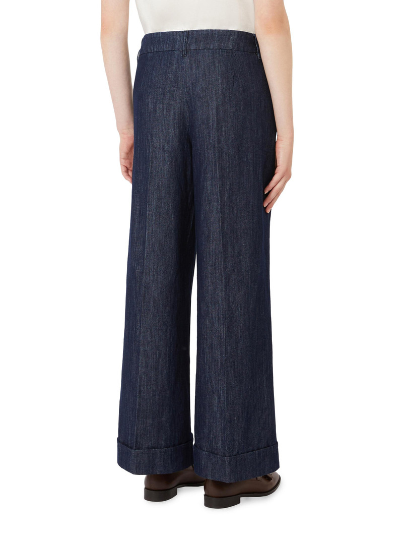 Women's Straight Fit Cotton and Linen Denim Trousers - Midnight Blue 4