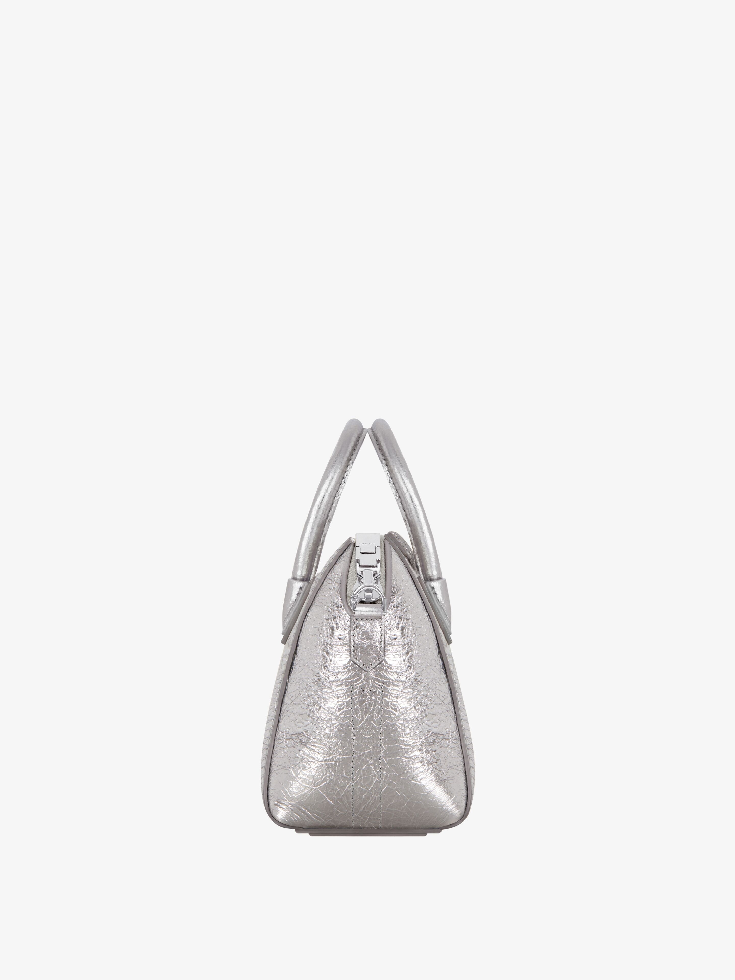 MINI ANTIGONA BAG IN LAMINATED LEATHER - 2