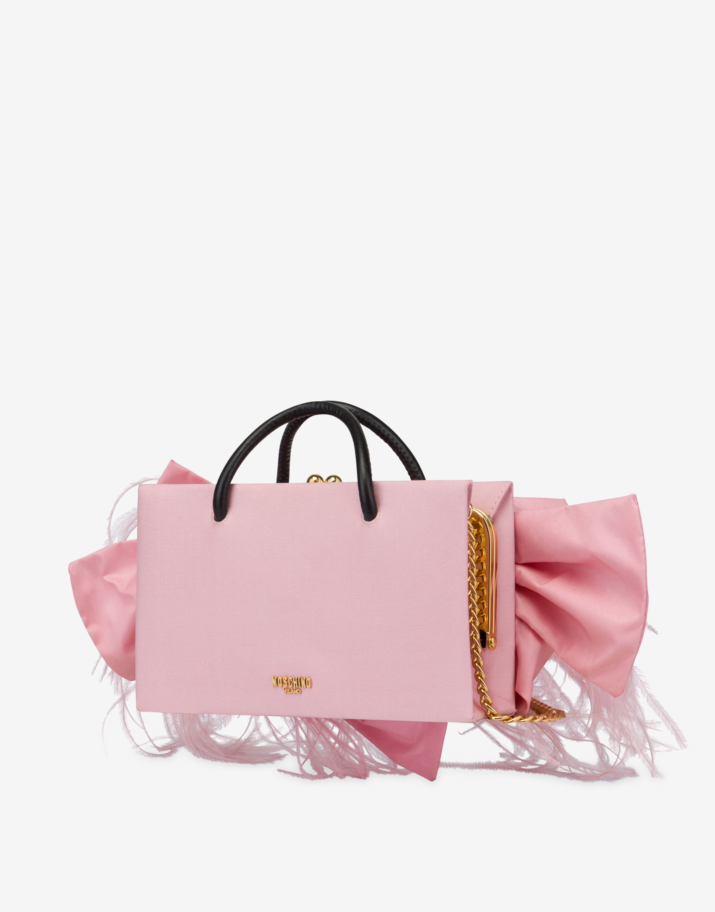 SMALL SATIN SHOPPER WITH BOWS AND FEATHERS - 2
