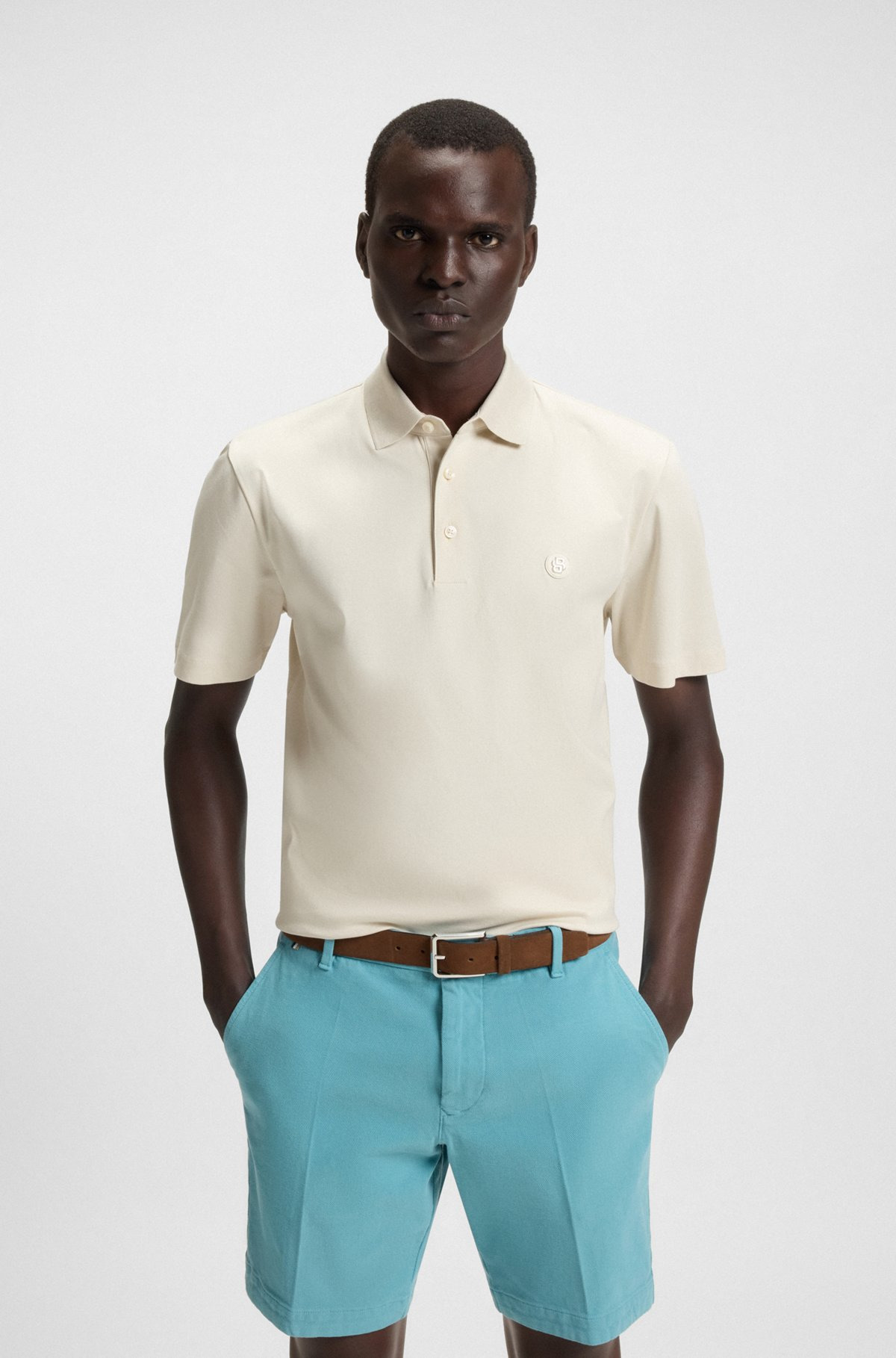 MERCERIZED-COTTON POLO SHIRT WITH DOUBLE MONOGRAM - 2