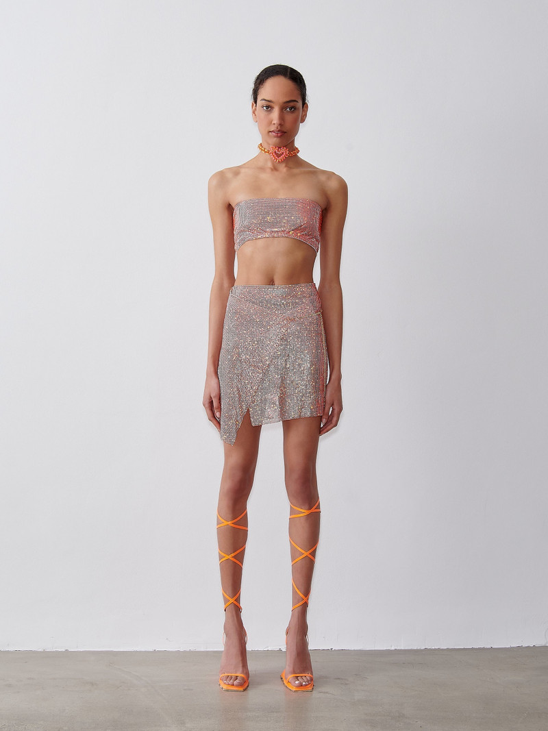 POSTER GIRL RHINESTONED WINONA SKIRT IN APEROL SPRITZ outlook