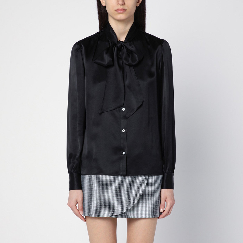 Black silk shirt with bow 1