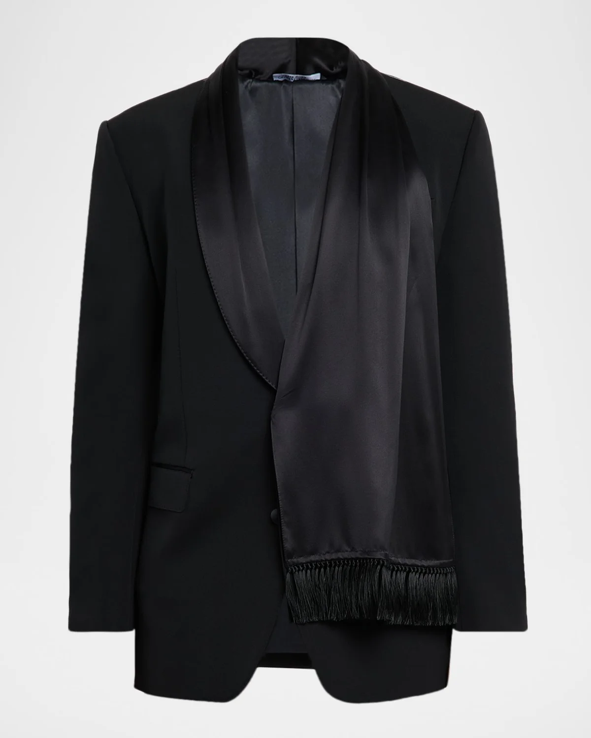 Men's Silk Scarf and Shawl-Lapel Dinner Jacket - 1