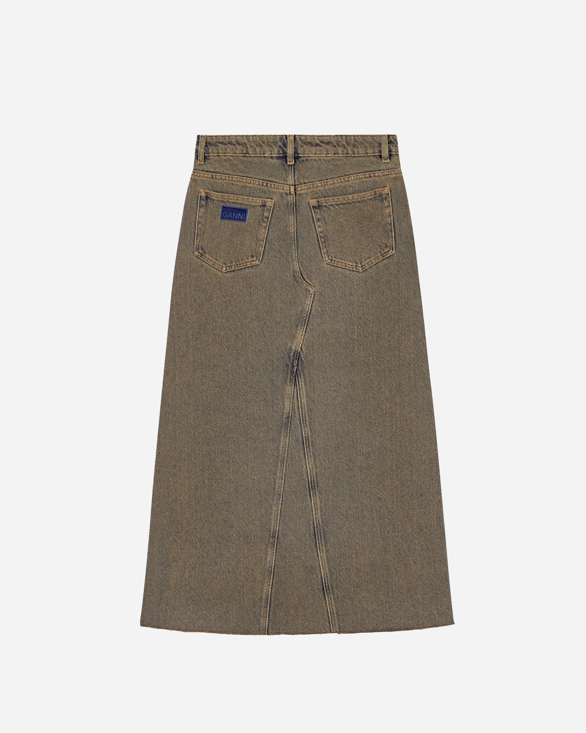 Overdyed Heavy Denim Maxi Skirt - 4