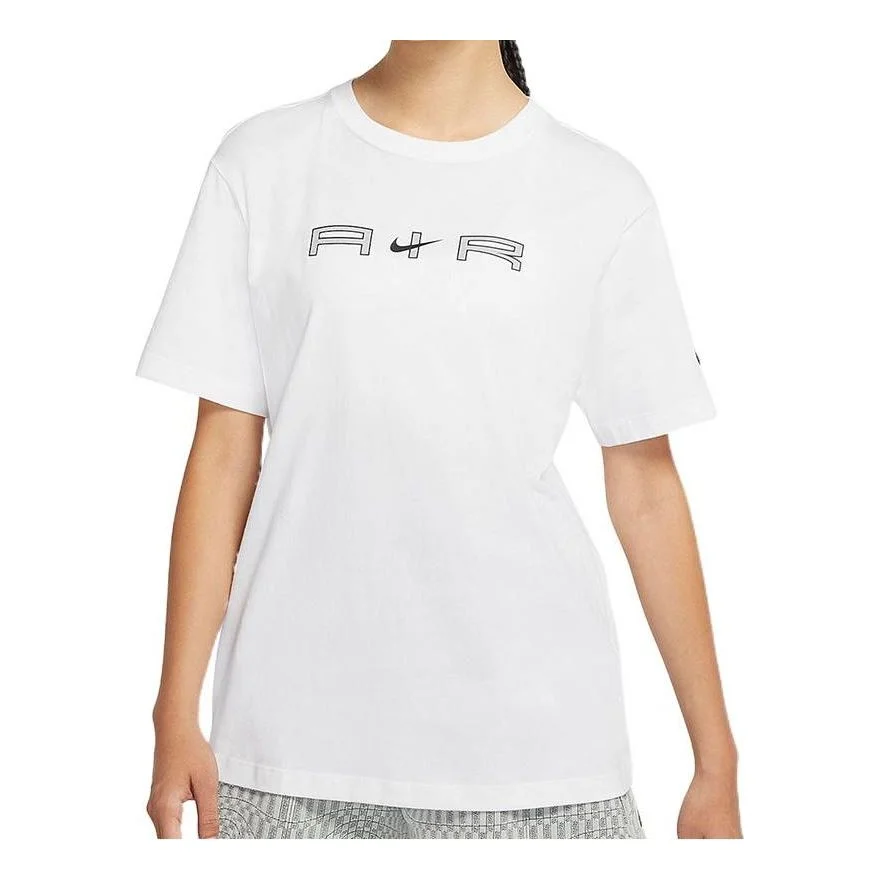 (WMNS) Nike AIR Reflective Alphabet Round Neck Sports Short Sleeve White T-Shirt DD5432-100 - 1