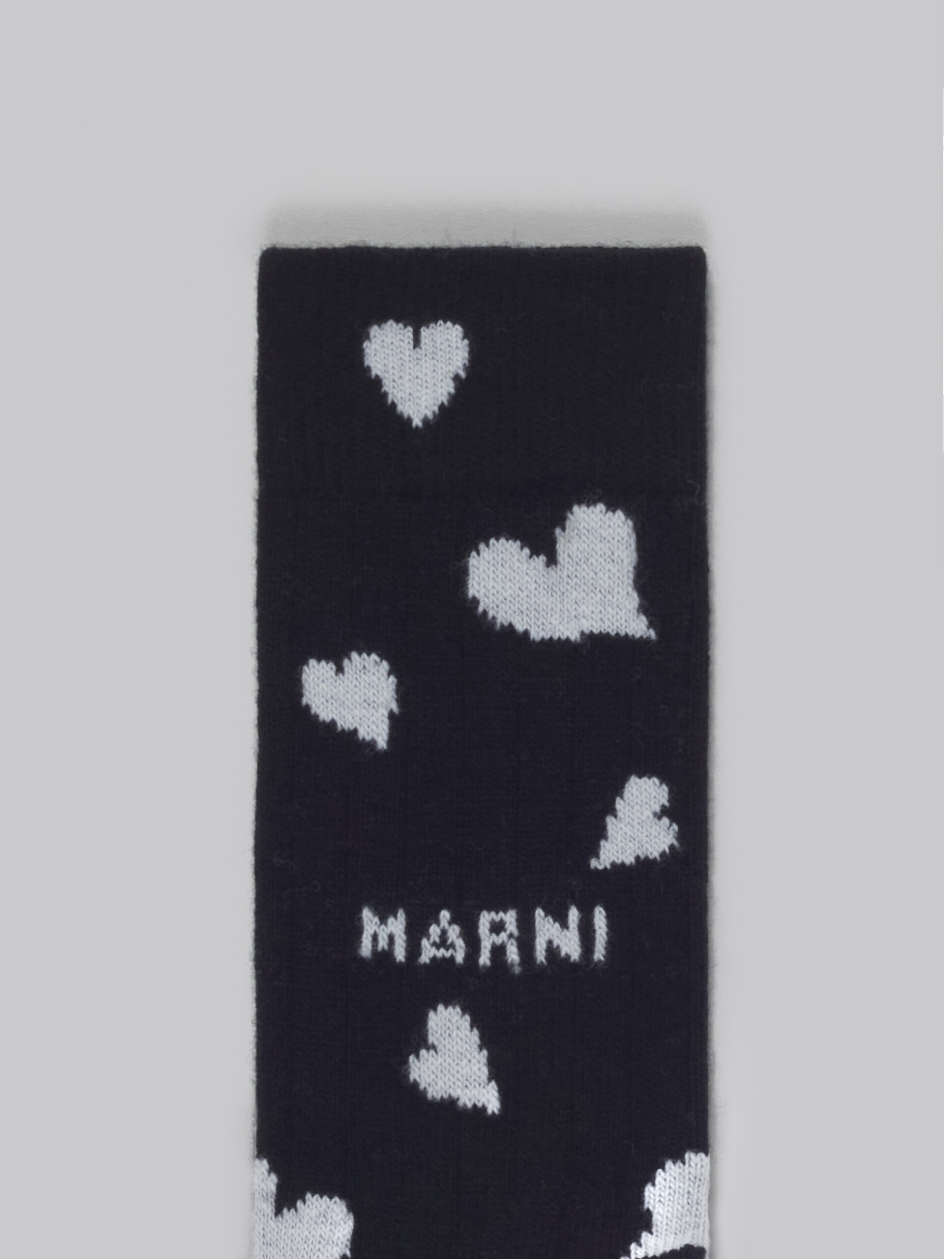 BLACK WOOL SOCKS WITH HEART MOTIF - 3