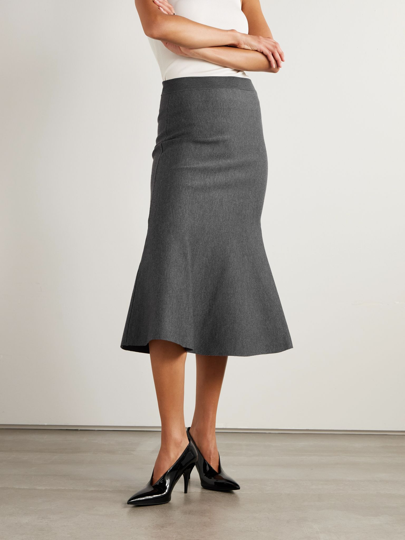 Wool-blend midi skirt Dark gray - 3