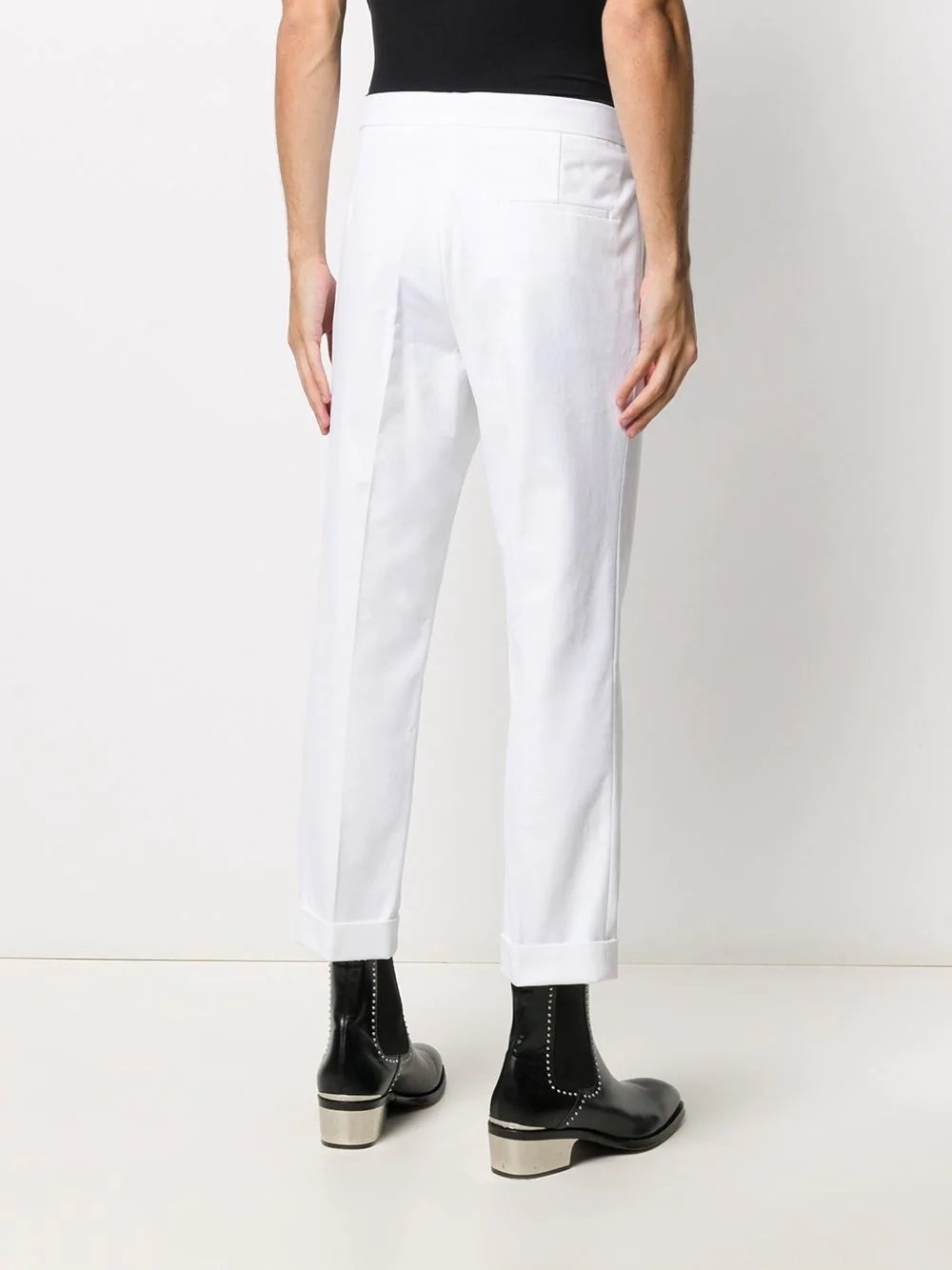 straight leg white trousers - 4