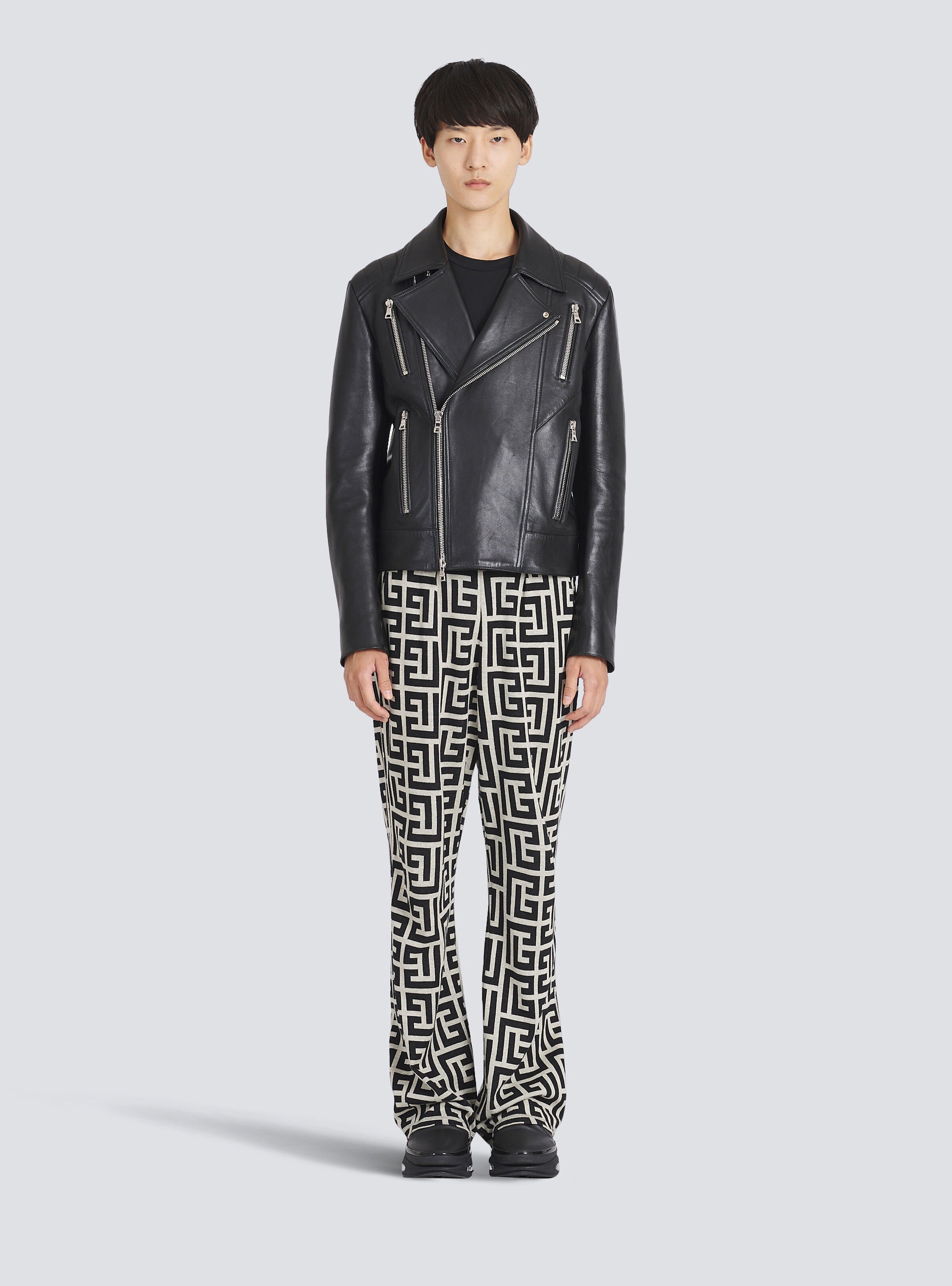 Leather biker jacket - 3