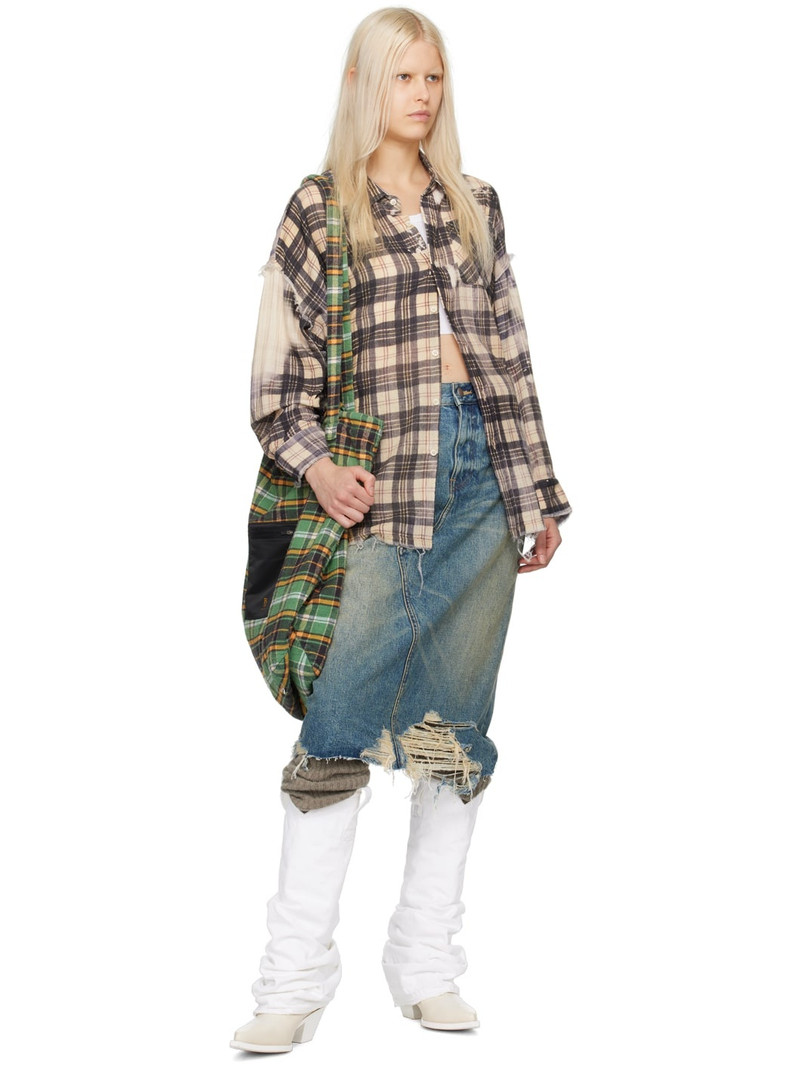 R13 White & Off-White Mid Cowboy Denim Sleeve Boots outlook