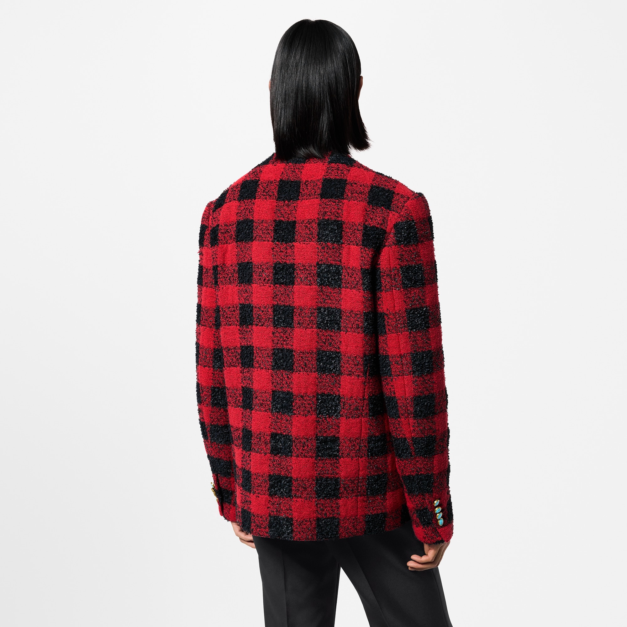 Damier Collarless Tweed Jacket - 5