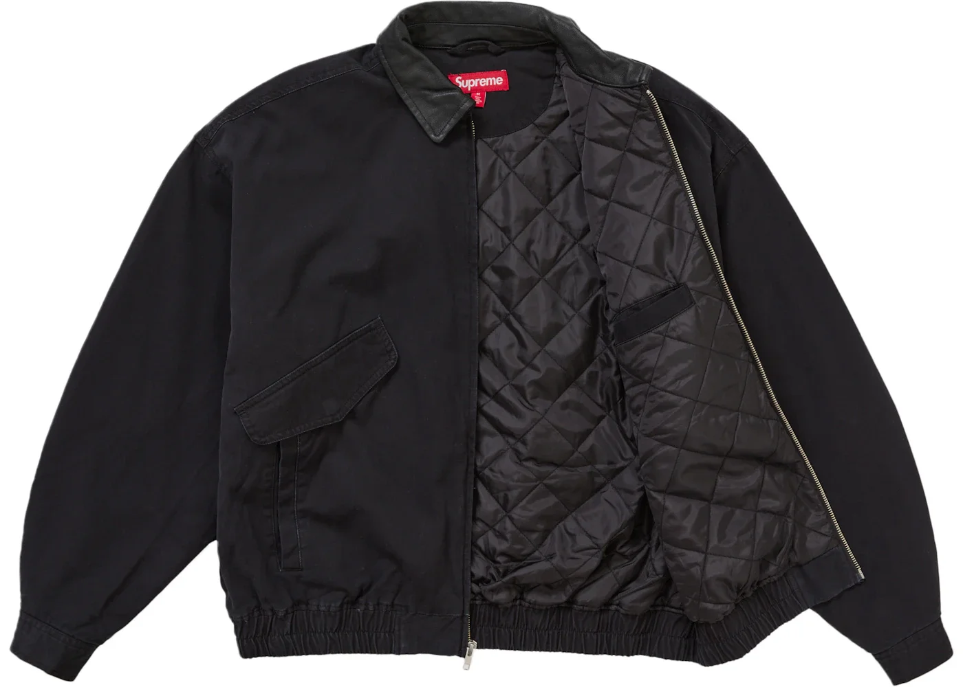 Supreme Supreme Leather Collar Utility Jacket FW24 Black | REVERSIBLE