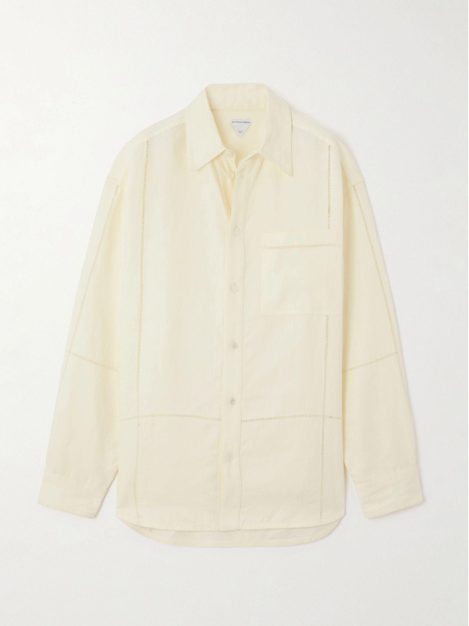 Embroidered linen shirt Ivory - 1