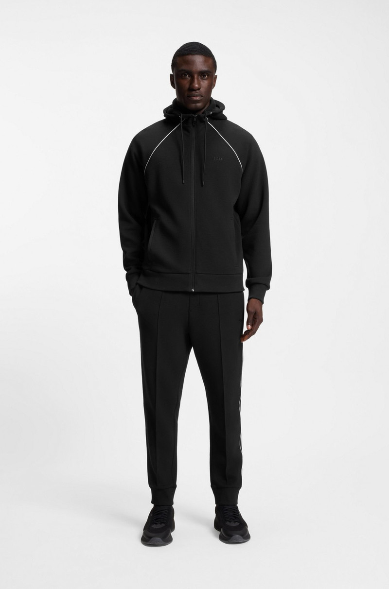 BOSS PIPING-DETAIL ZIP-UP HOODIE IN A COTTON BLEND outlook