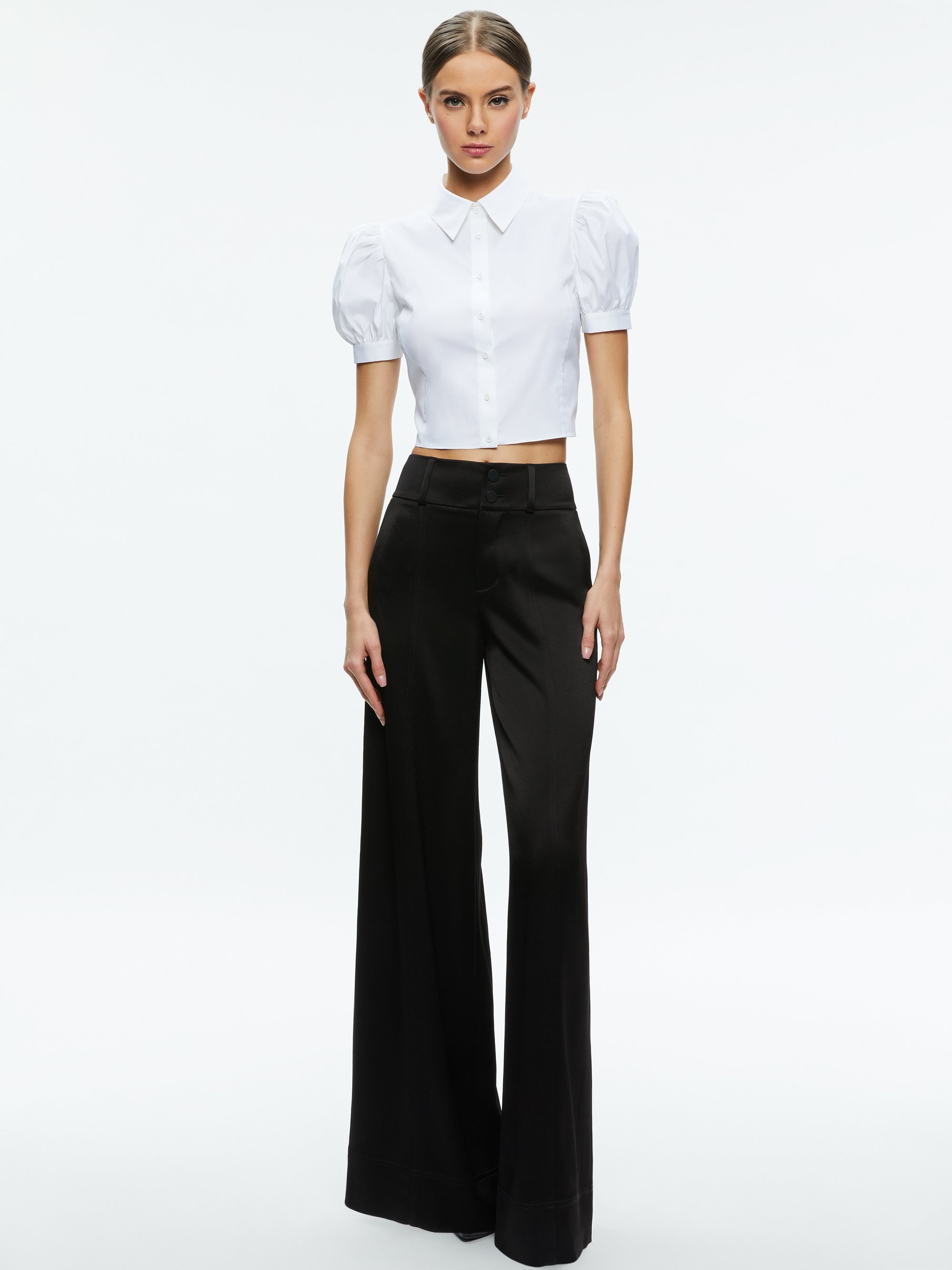 WILLA CROPPED PUFF SLEEVE BUTTON DOWN - 4