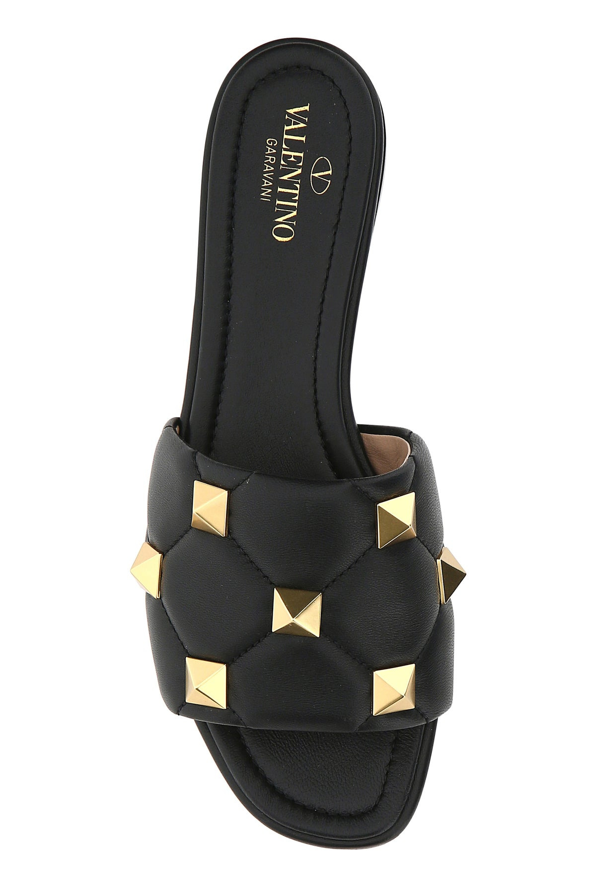 Black nappa leather Roman Stud slippers - 4